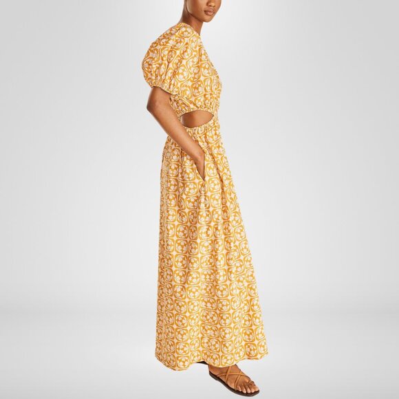 Rebecca Taylor Lattice Fleur Poplin Jumpsuit Pockets Elastic Openings Size 8 - Picture 2 of 8